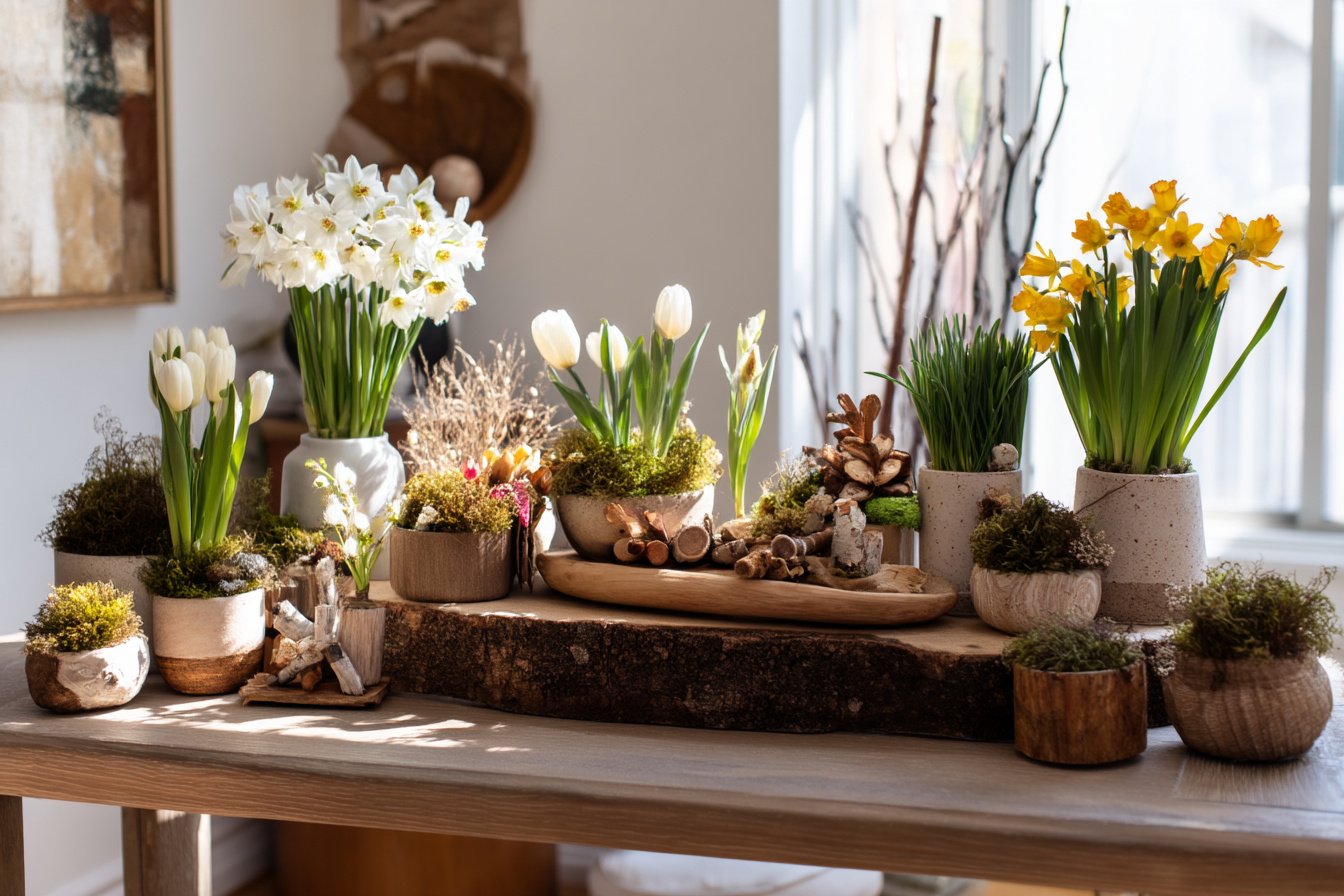 15 inspirierende Ideen, wie du mit rustikaler Frühlingsdeko aus Holz, Moos und Blumen eine natürliche Wohlfühlatmosphäre zauberst