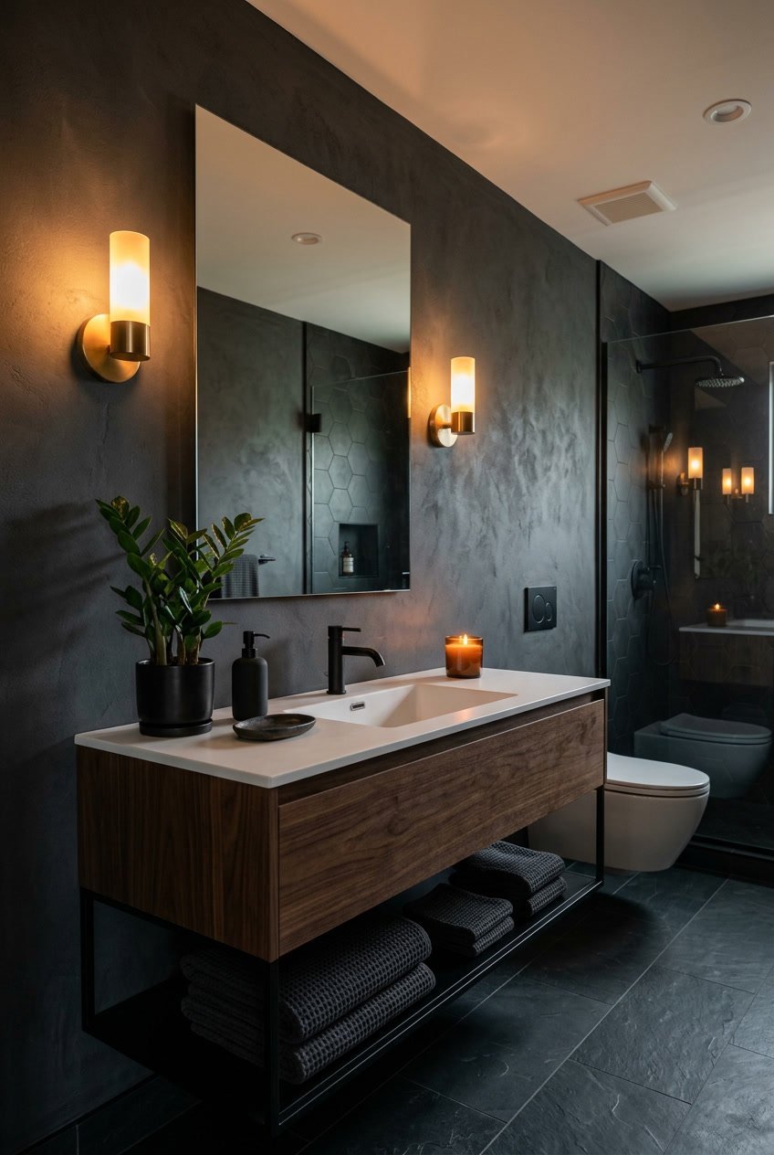 15 Dunkle Gäste-WC Ideen mit viel Atmosphäre – Stylische Gestaltungstipps für Dein Kleines Bad