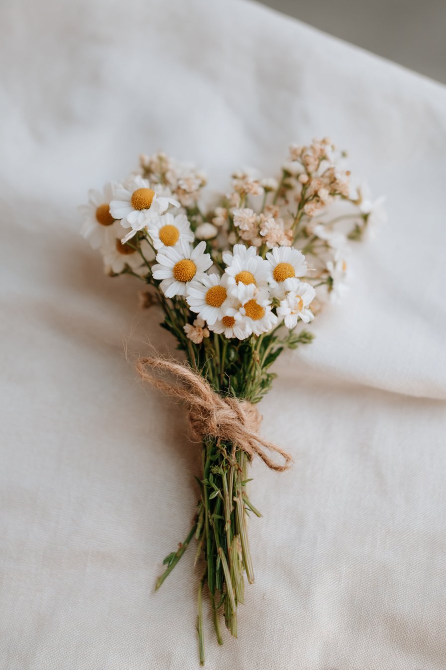 Gänseblümchen-Blumenring als sommerliche Tischdeko