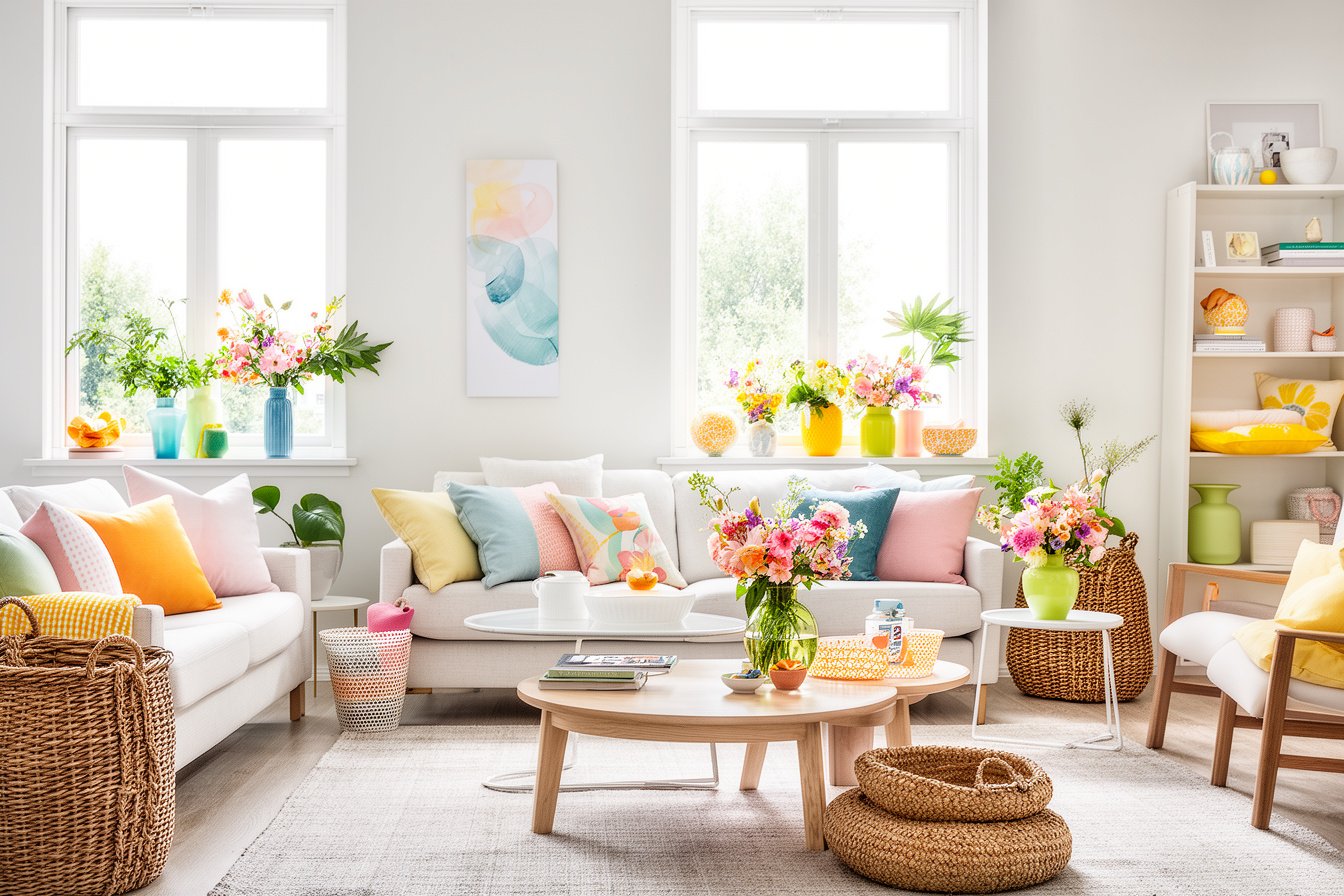 17 frische Ideen, wie Sommerdeko und kreative Dekoration das Wohnzimmer aufhellen