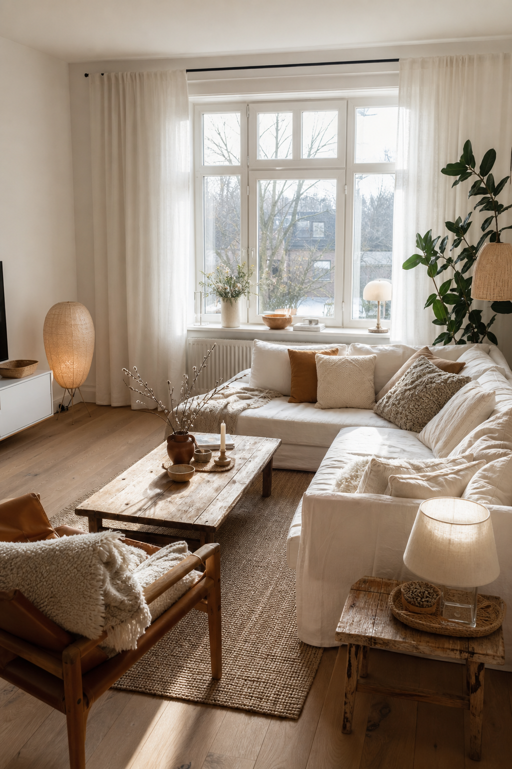 Wohnzimmer großes Fenster Sonnenlicht