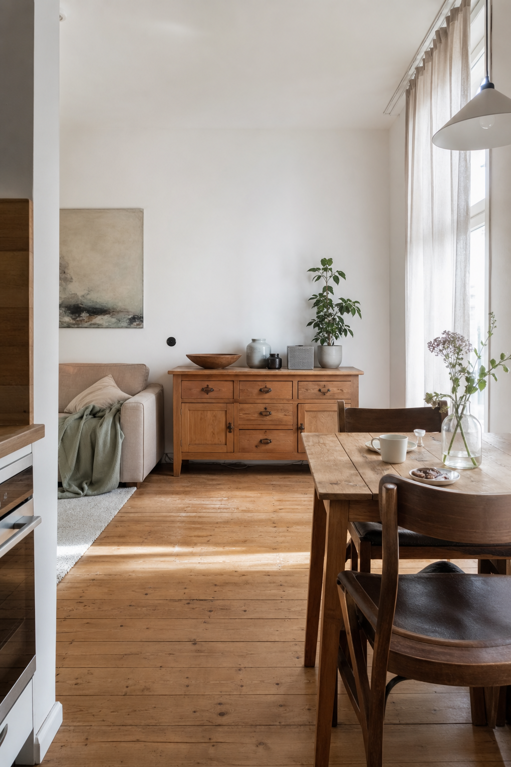 kompaktes sideboard mit schubladen und kabelöffnung