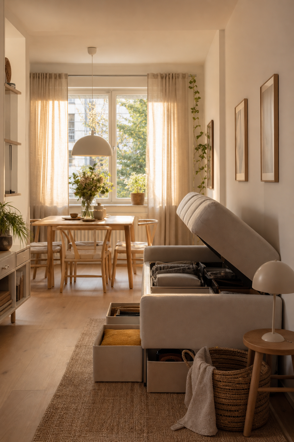 Kompaktes Sofa mit Stauraum wählen