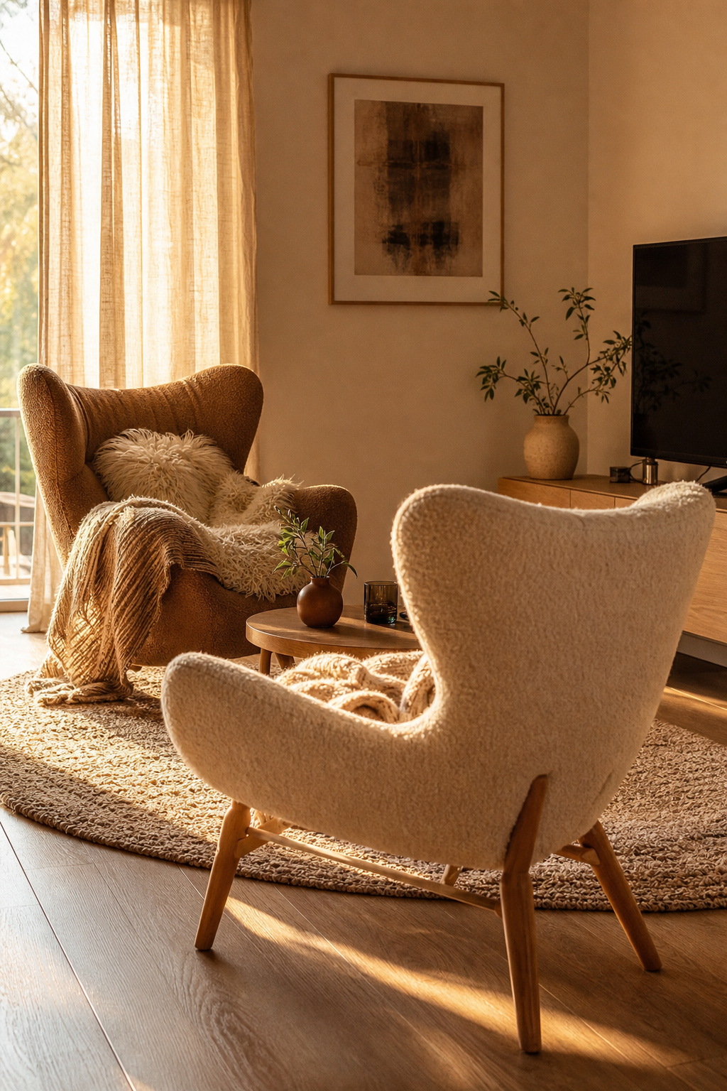 zwei lounge-sessel low-table corner