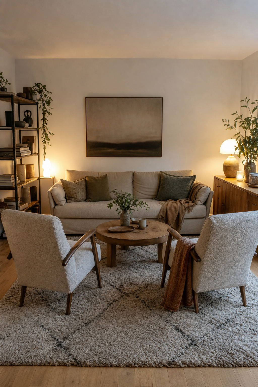 Sitzgruppe mit Sessel, Sofa und Couchtisch