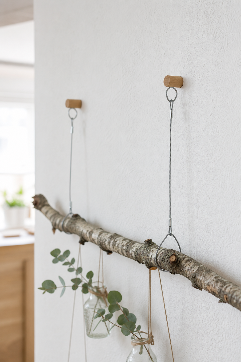 Drahtschlaufen und Haken am Deko-Ast