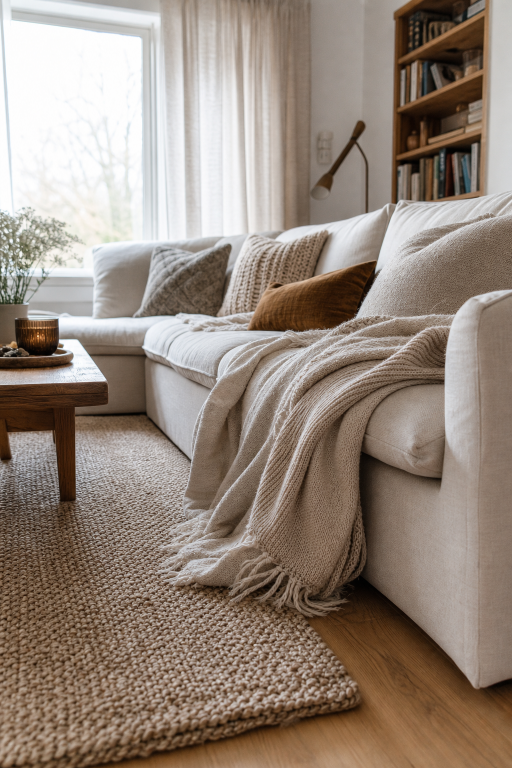 Beige weiss wohnzimmer sofa textilien