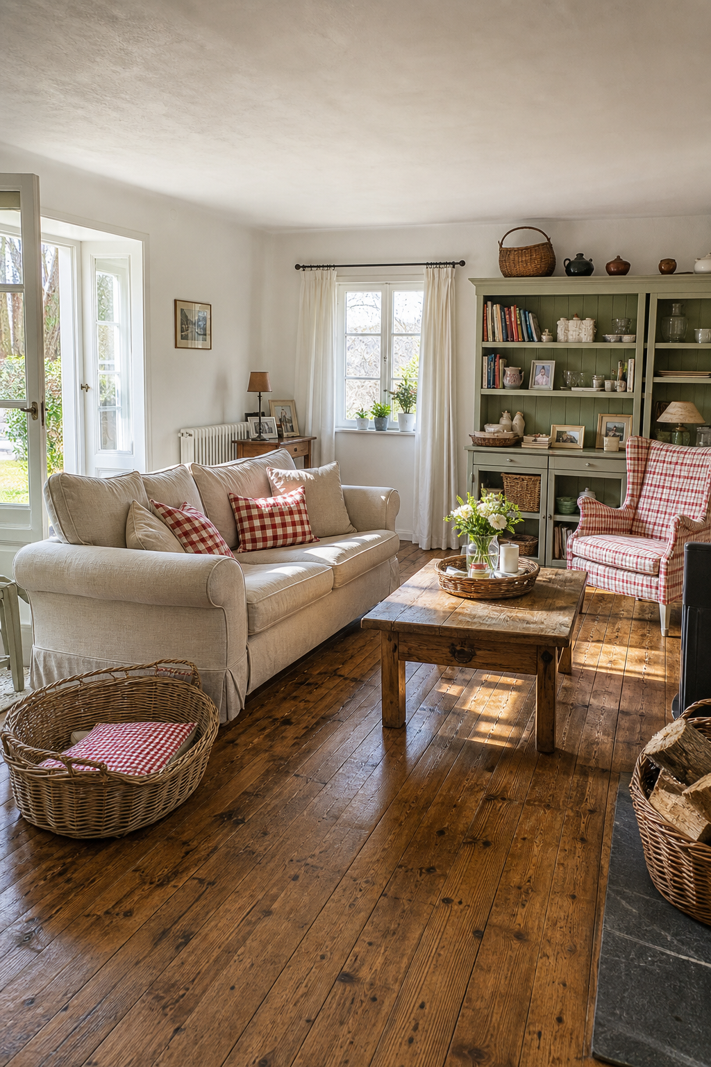 creme sofa dunkler holzboden wohnzimmer