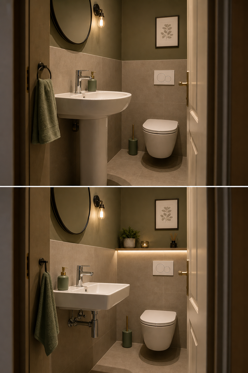Vorher Nachher WC Proportionen Waschbecken Toilette