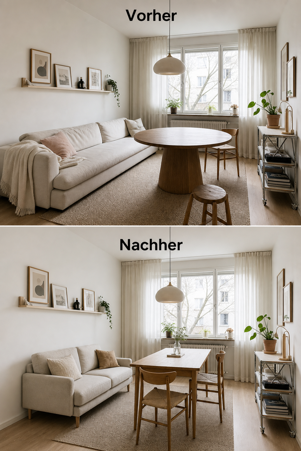 Sofa und tisch verhältnis vorher nachher