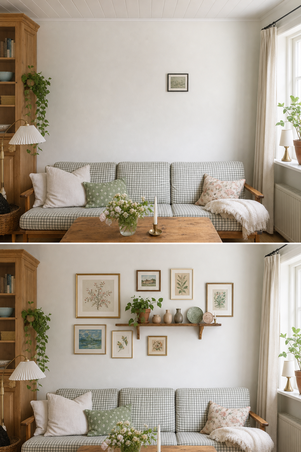 kleines landhaus wohnzimmer wandgestaltung vorher nachher