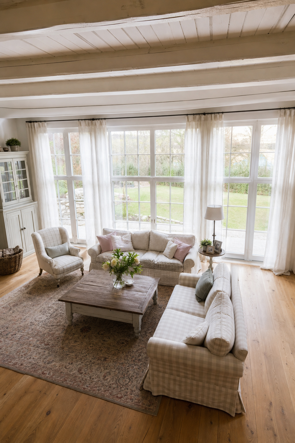 große fenster farmhouse wohnzimmer