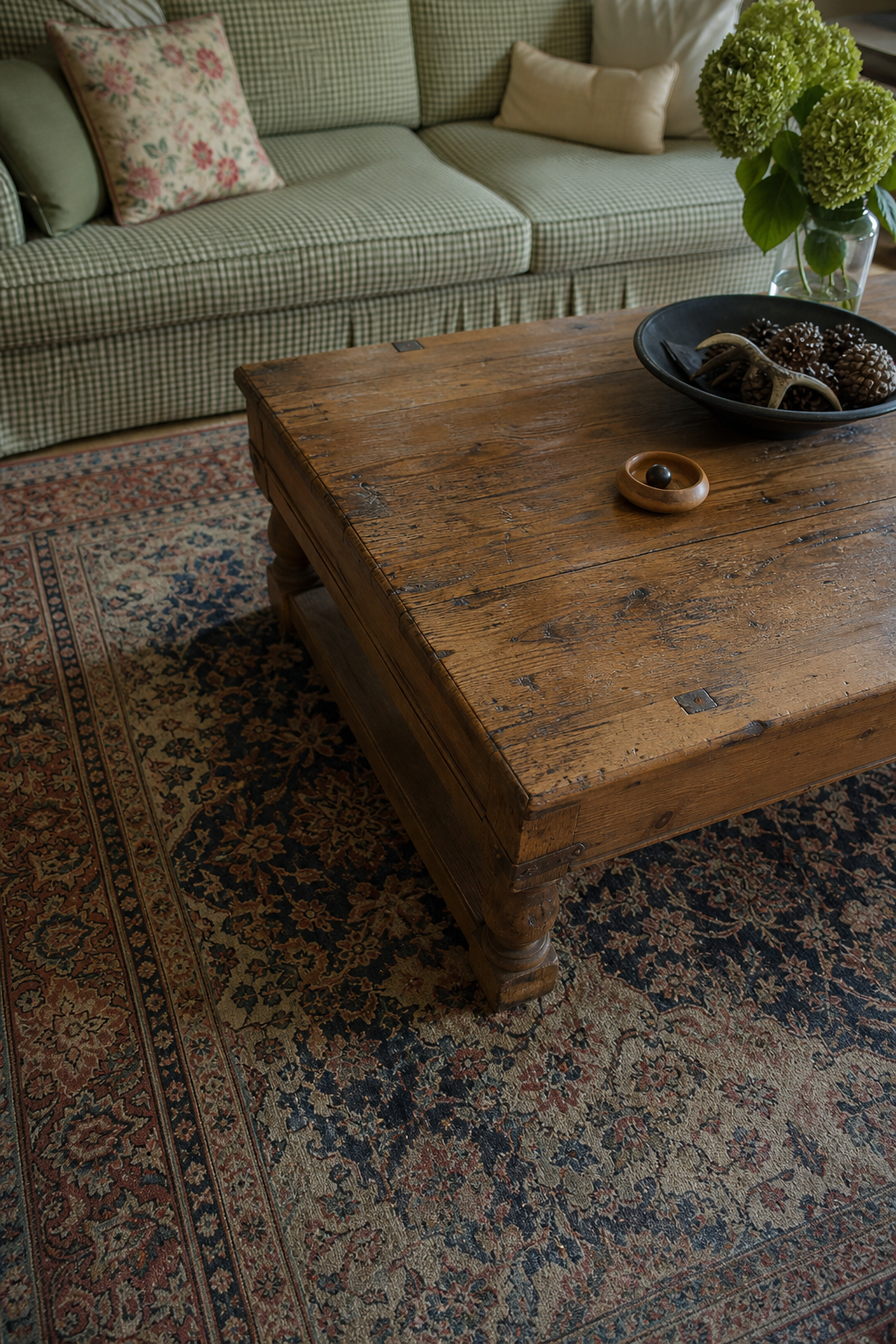 Landhauswohnzimmer Teppich Couchtisch Sofa