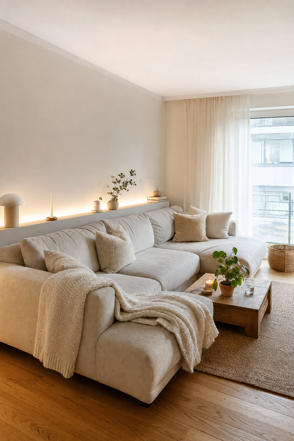 großes sofa mit indirekter led-beleuchtung