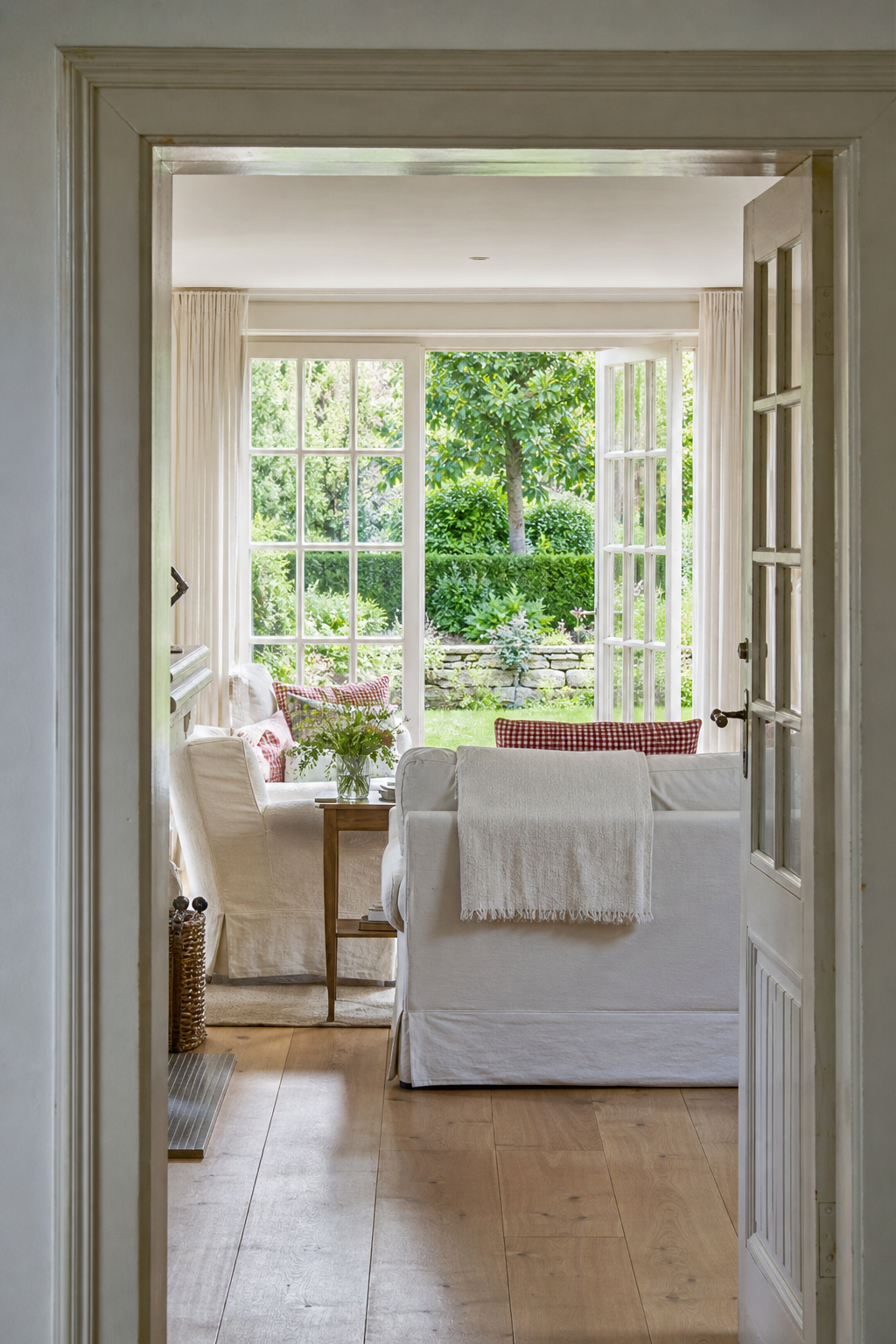 Helles Wohnzimmer mit großer Glasfront