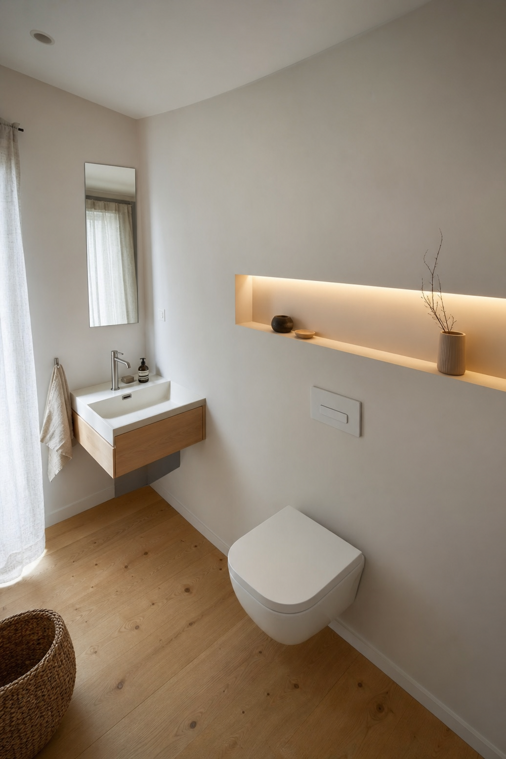 Minimalistisches WC mit indirekter LED-Beleuchtung