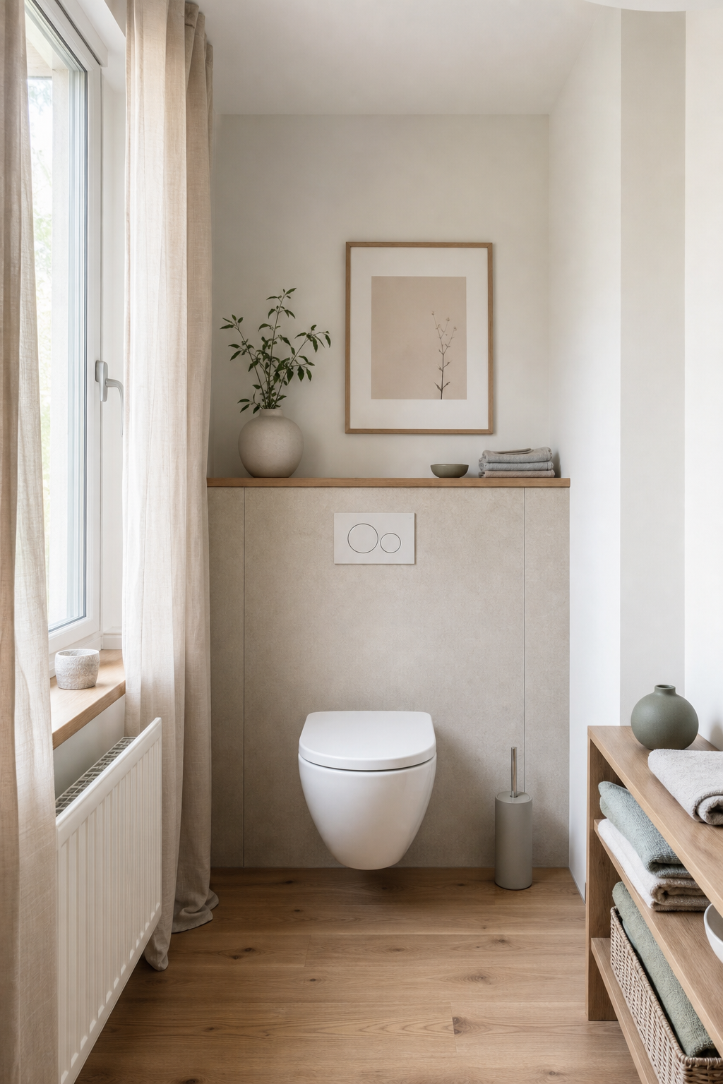 Japandi Gäste-WC in Sandtönen