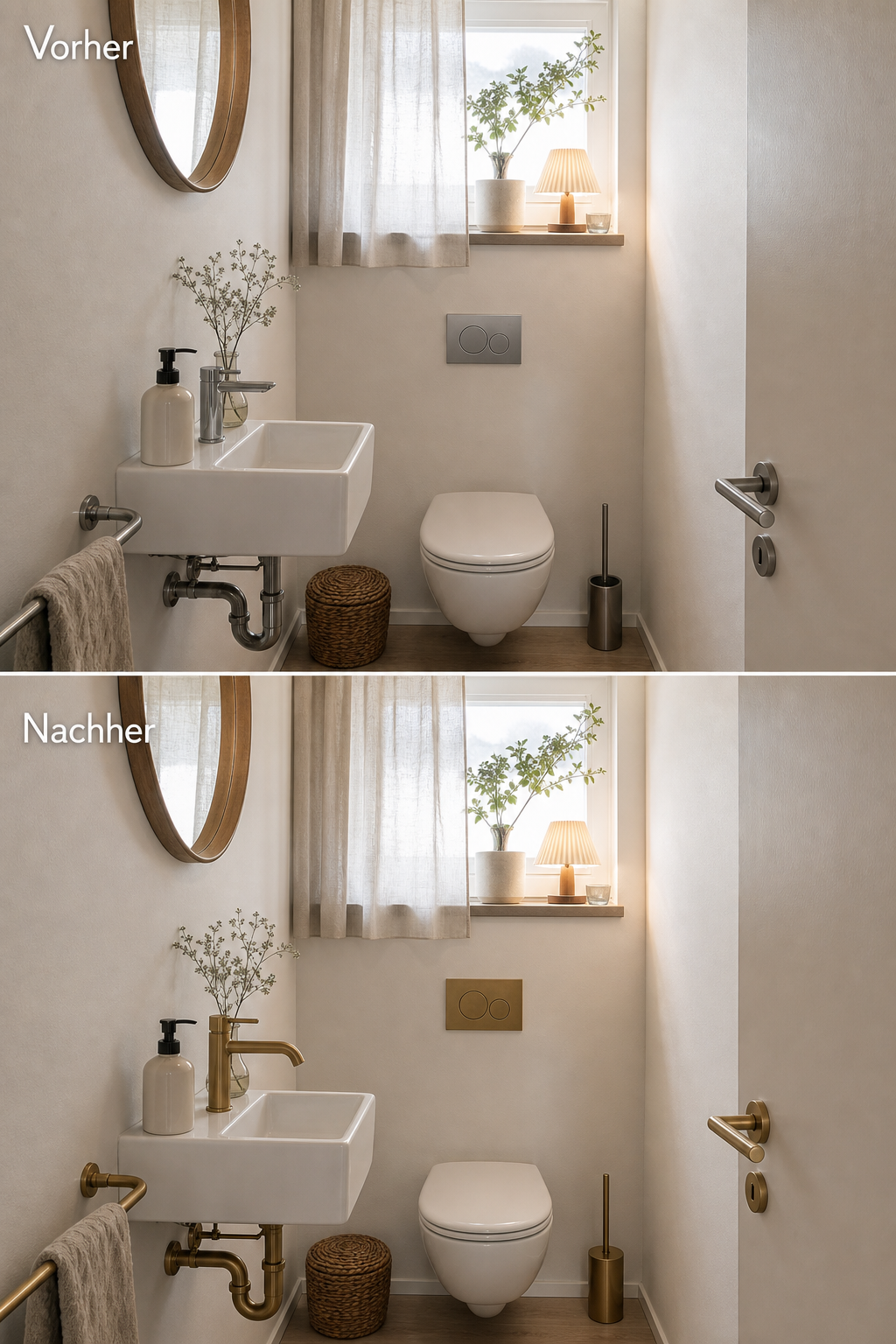Vorher nachher Armaturen einheitliches Finish