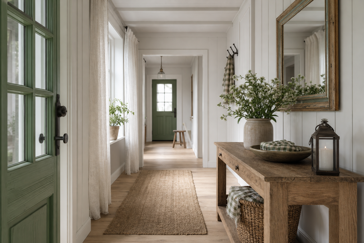 17 Ideen für die Landhaus-Einrichtung im Flur: Holz, Paneele und warme Details