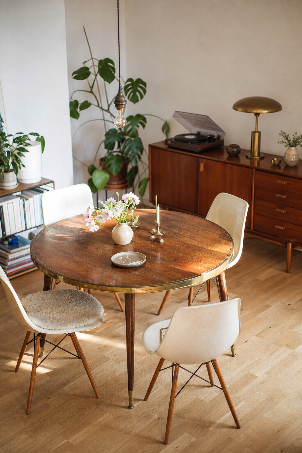 mid century runder tisch messing