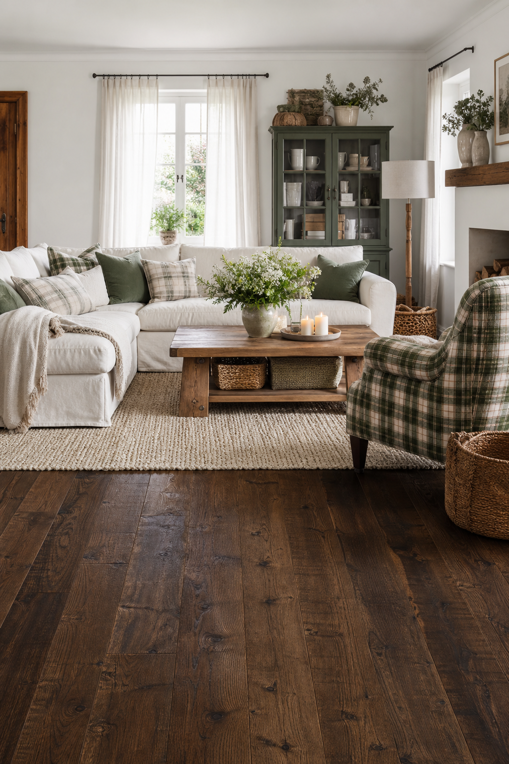 Modern rustic wohnzimmer dunkler holzboden