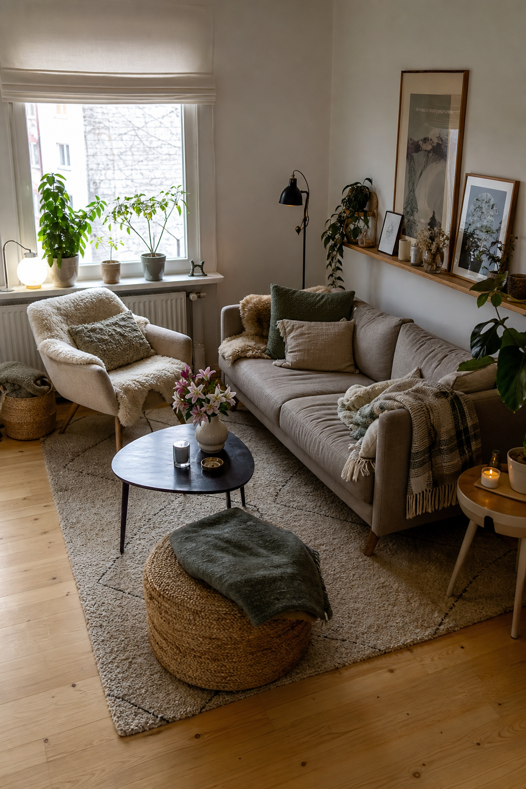 kompakte sitzgruppe sofa sessel pouf