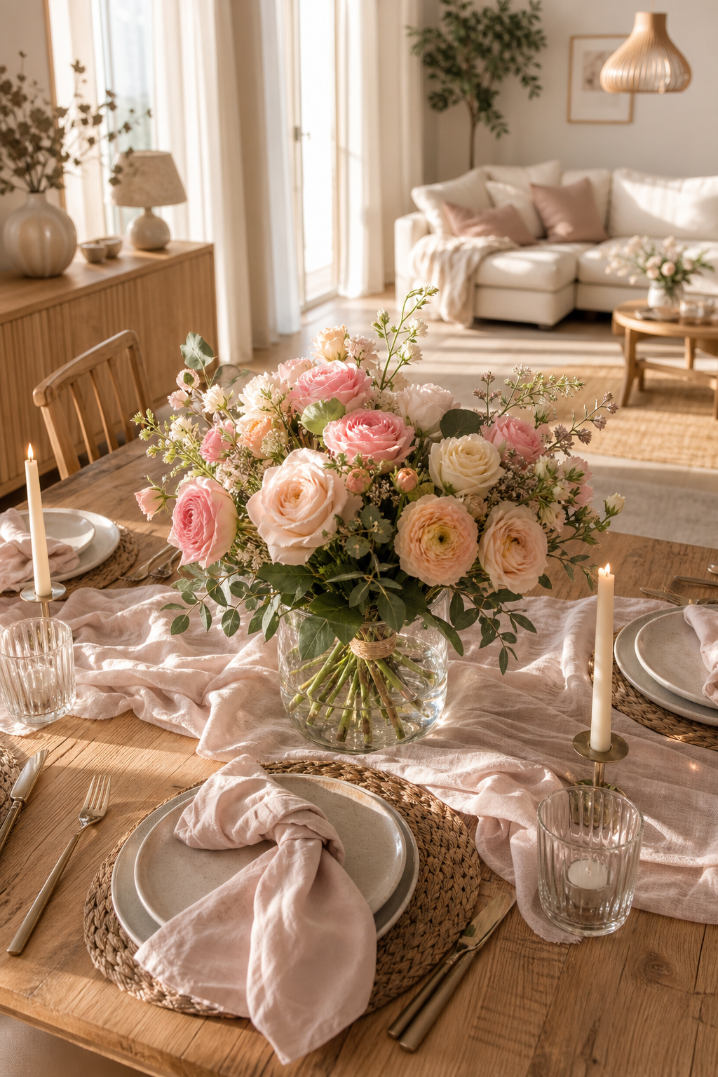 pastellblumen romantische tafel