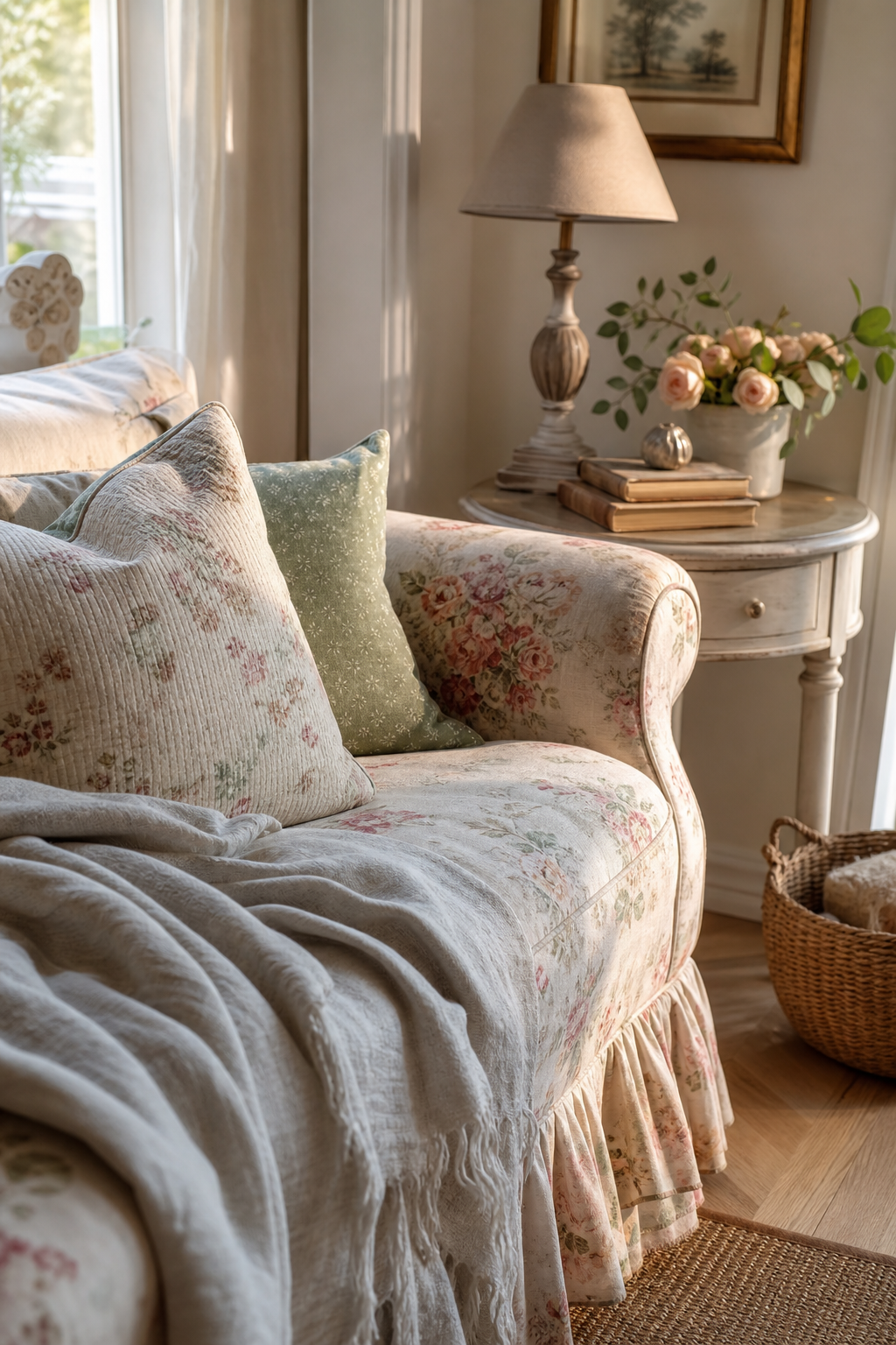 florale sofaecke im shabby chic