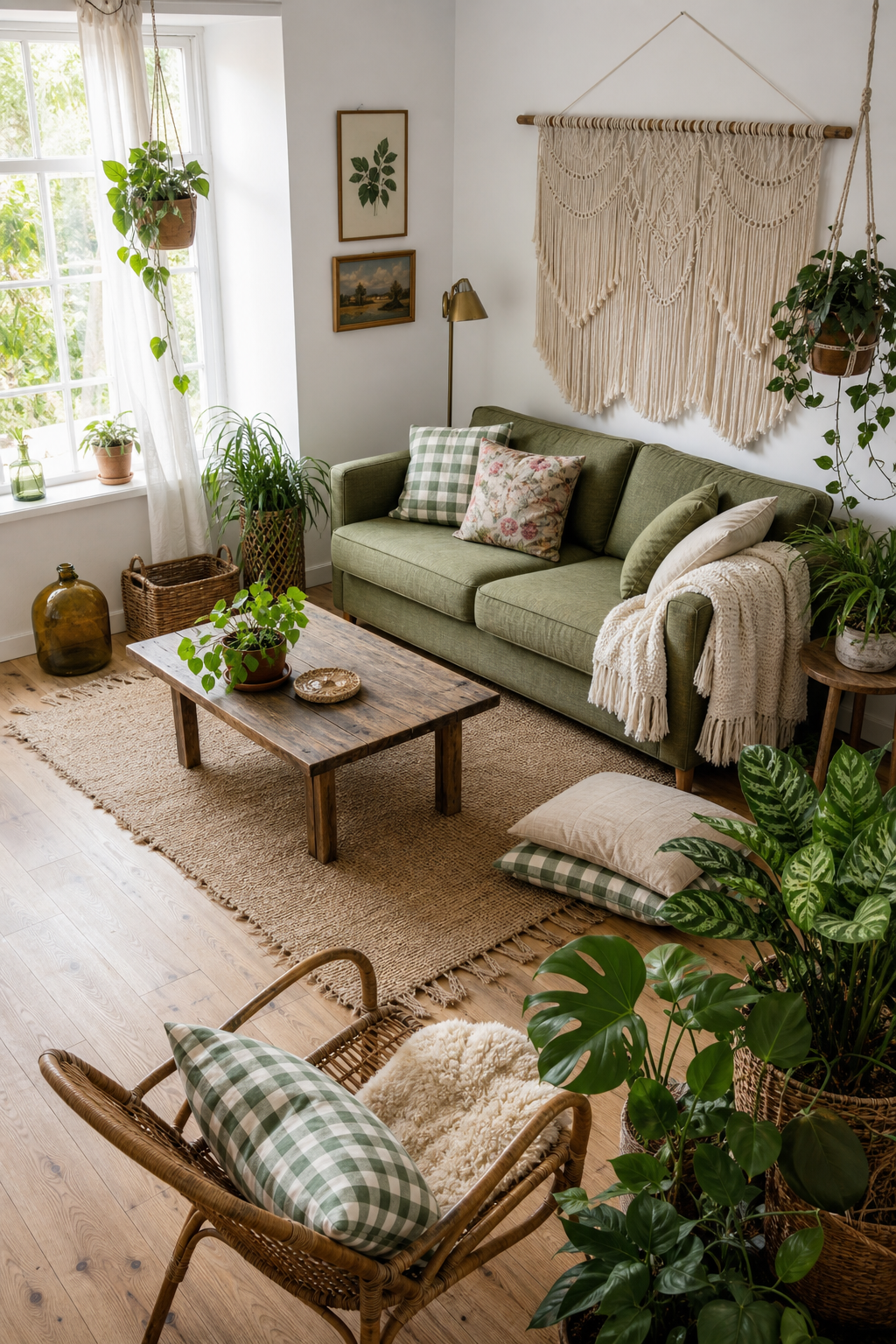 dunkelgrünes ledersofa vor steinwand