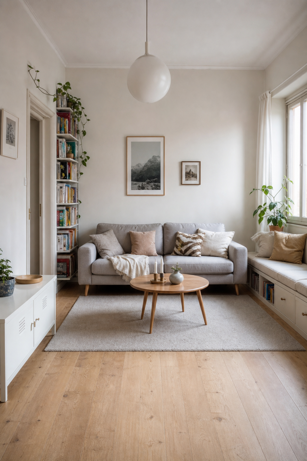 kleines skandinavisches wohnzimmer mit sofa