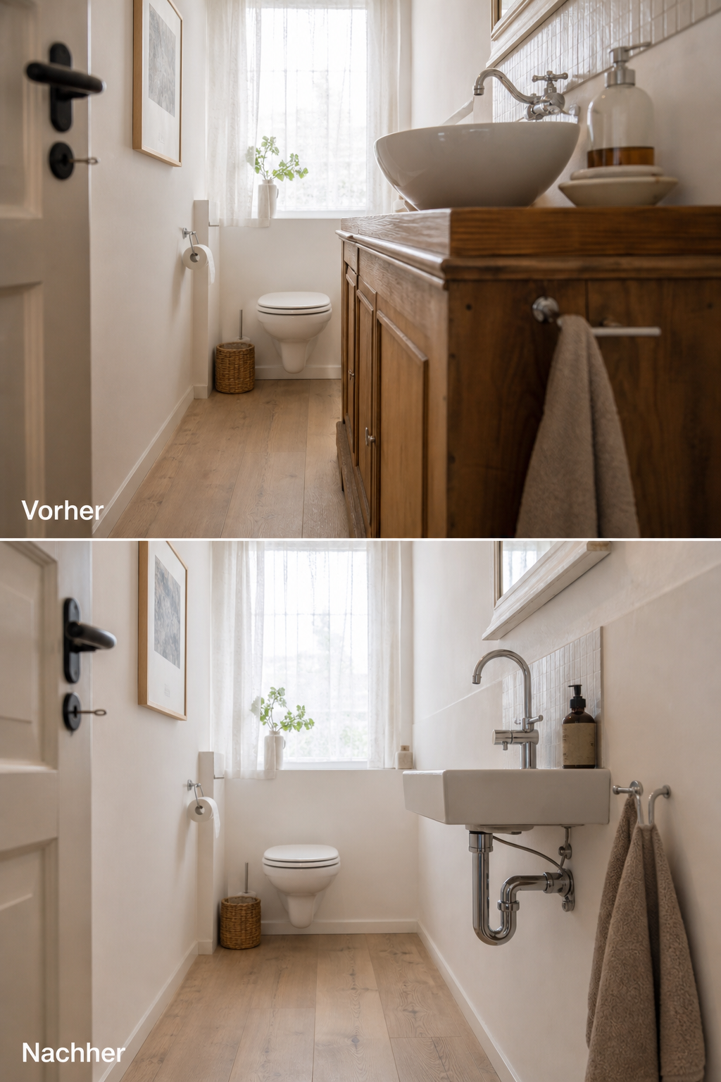 Sperrige Waschtische im schmalen Raum einsetzen