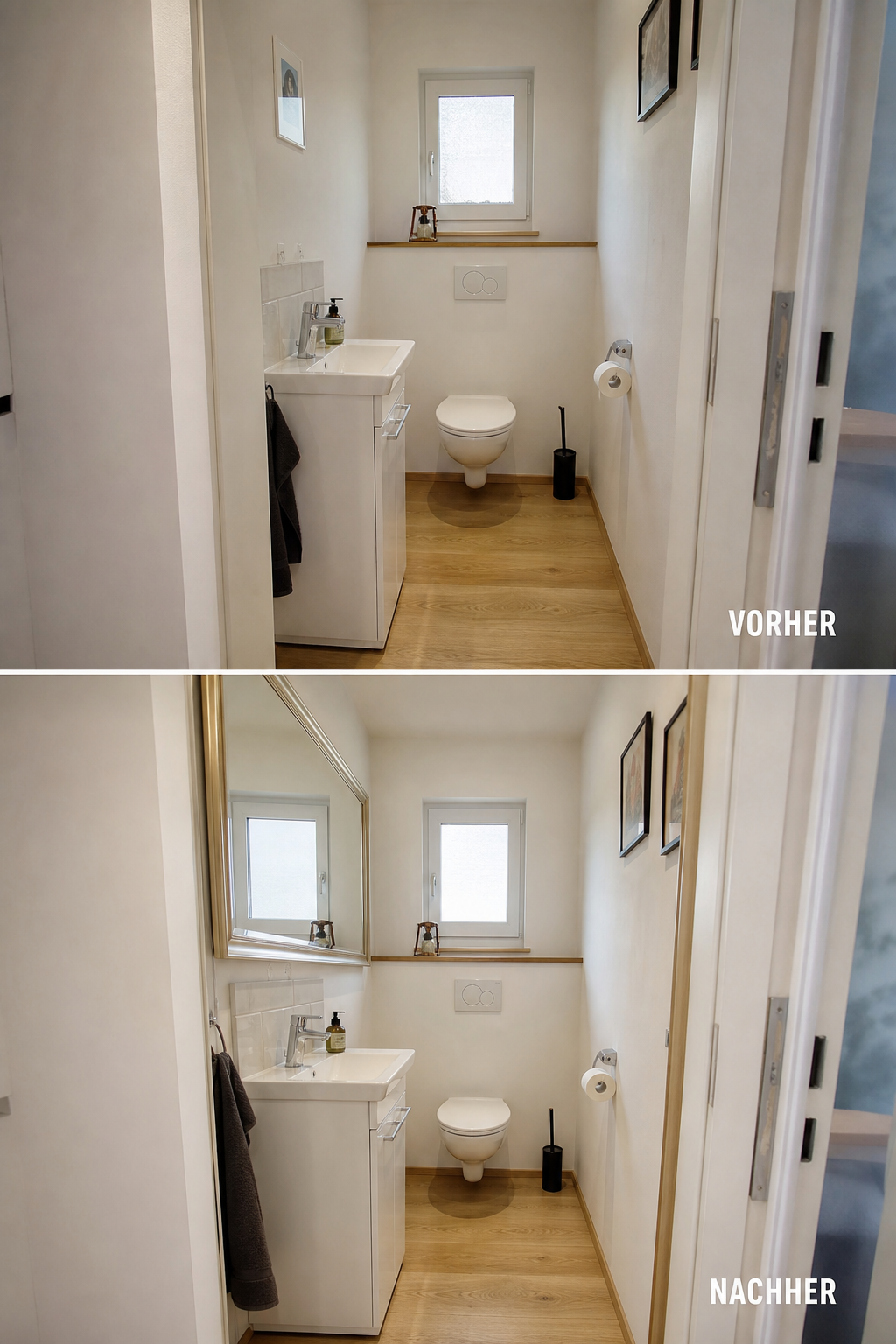 Gäste WC Vorher Nachher Spiegelwirkung
