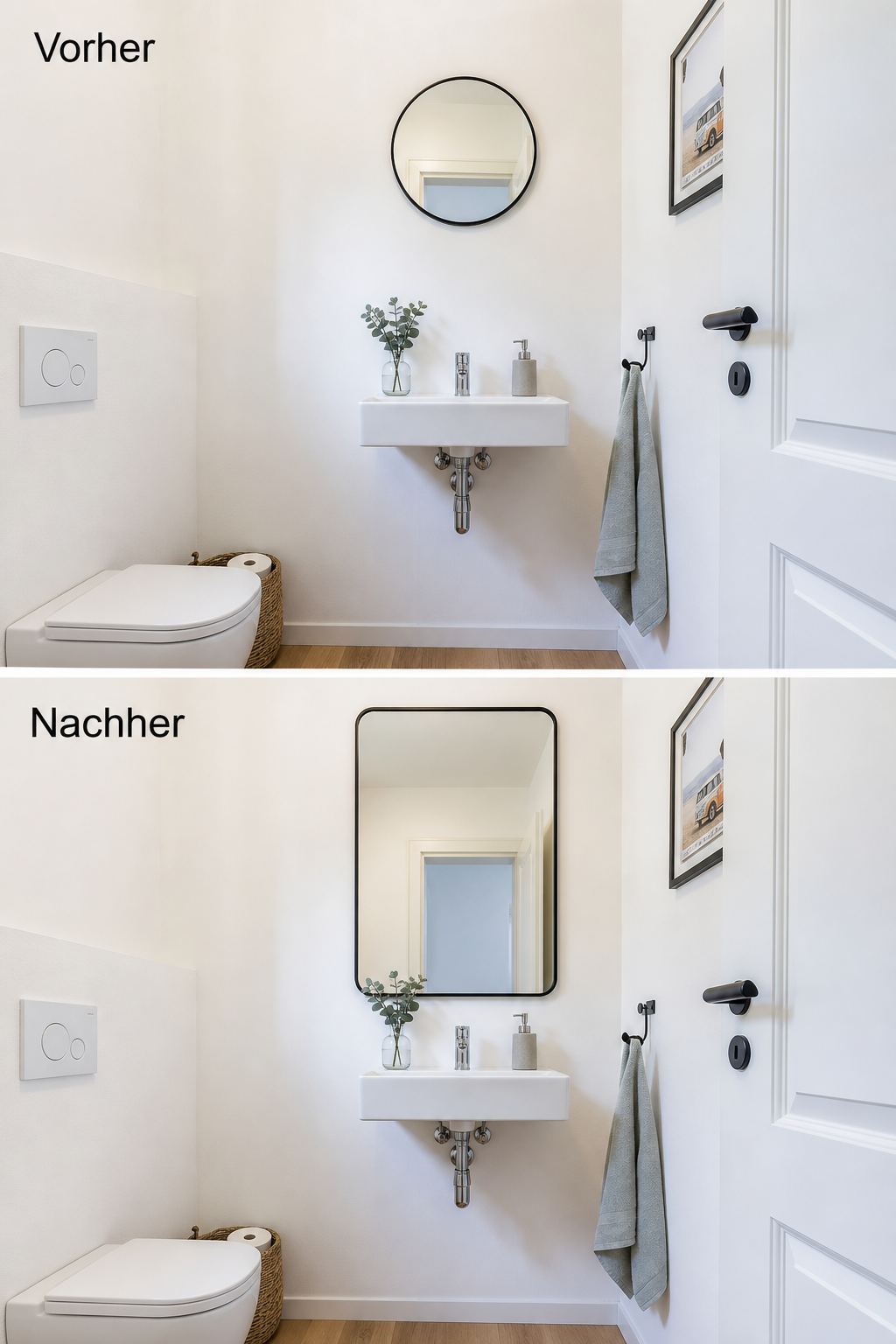 Unpassend kleiner Spiegel im Gäste-WC