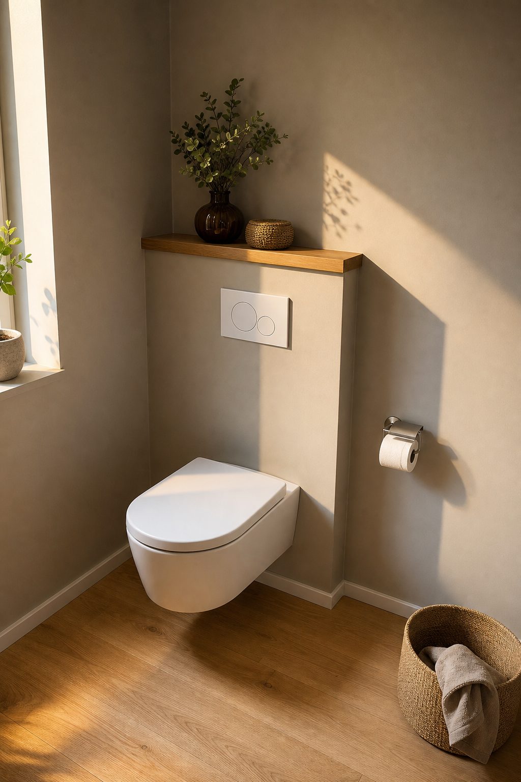 Wandhängendes WC vor glatter Wandfläche