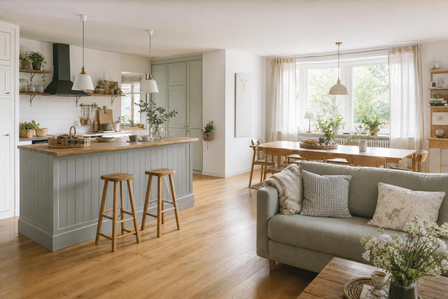 18 Ideen für die Wohnküche mit offenem Wohnzimmer im Landhausstil