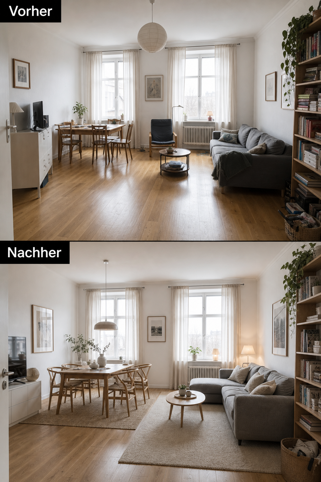 Kleiner Wohn Essbereich Vorher Nachher