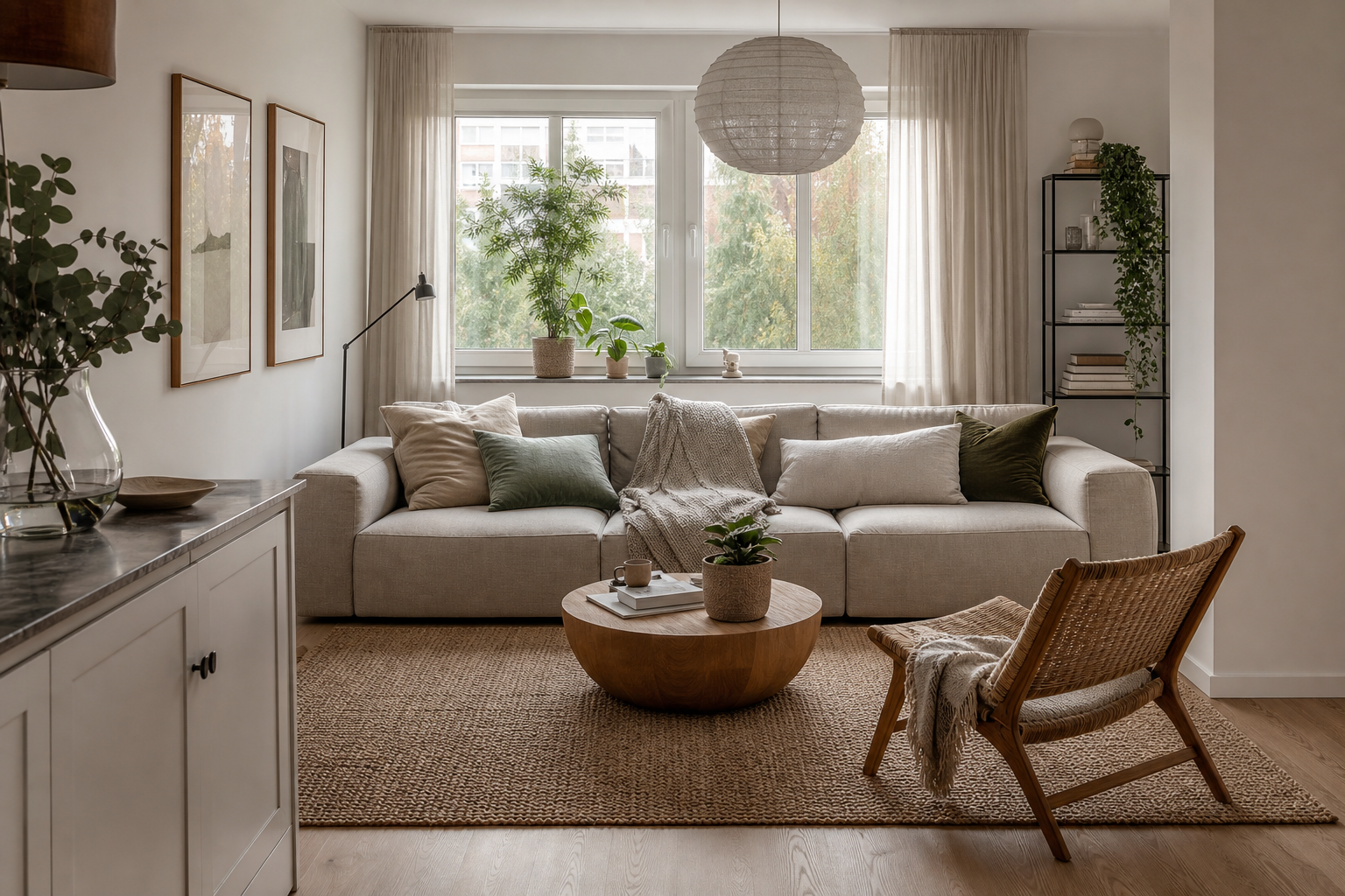 17 gemütliche Wohnzimmer-Ideen mit Cord Sofa, Holz und weichen Textilien