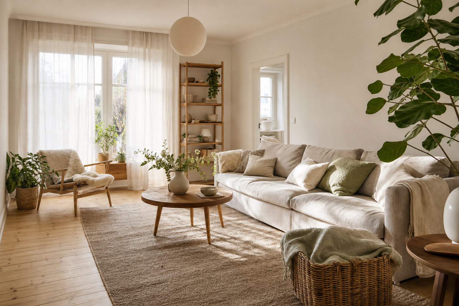 16 Wohnzimmer-Ideen mit gemütlichem Holz und Beige für warmes Wohlfühlambiente