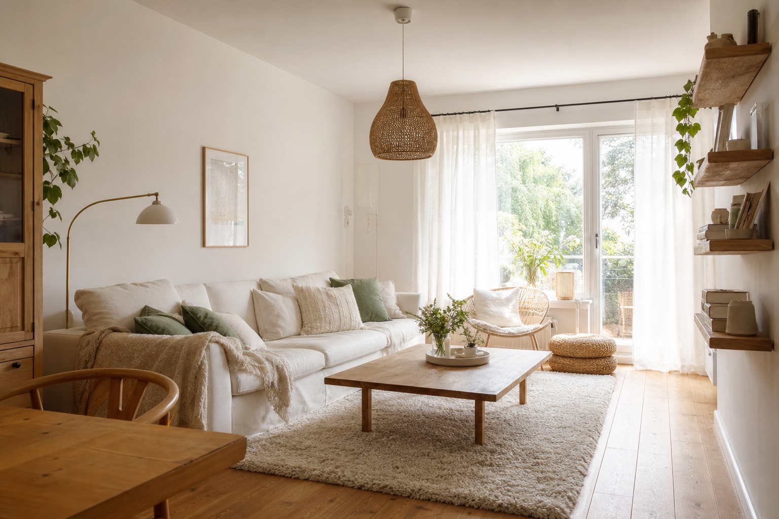 19 Wohnzimmer-Ideen für gemütliche Räume mit Holz und Weiß