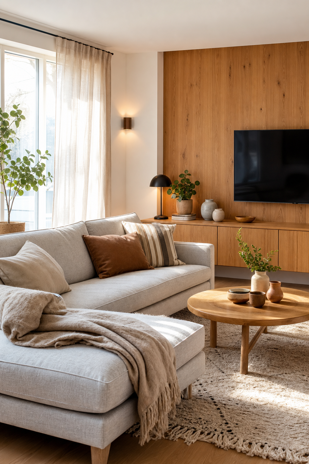 Wohnzimmer indirekte Beleuchtung Holzboden