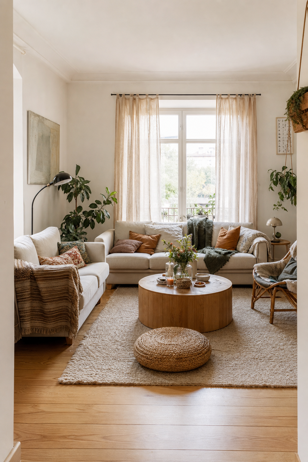 rundes couchtisch-set im wohnzimmer
