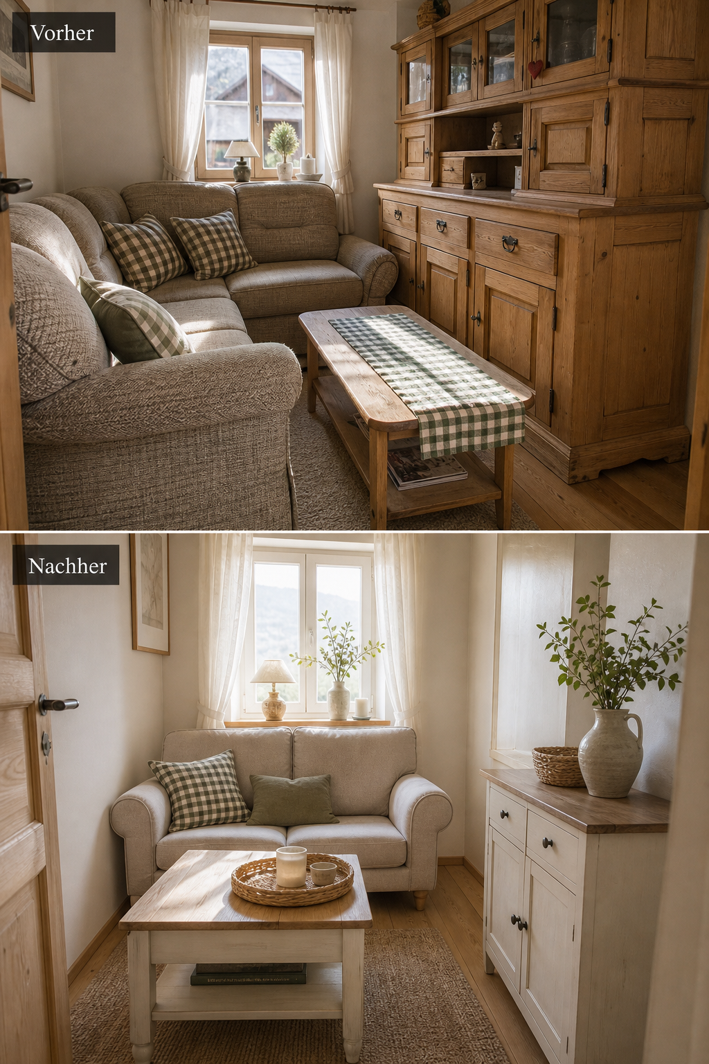 kleines landhaus wohnzimmer vor nachher