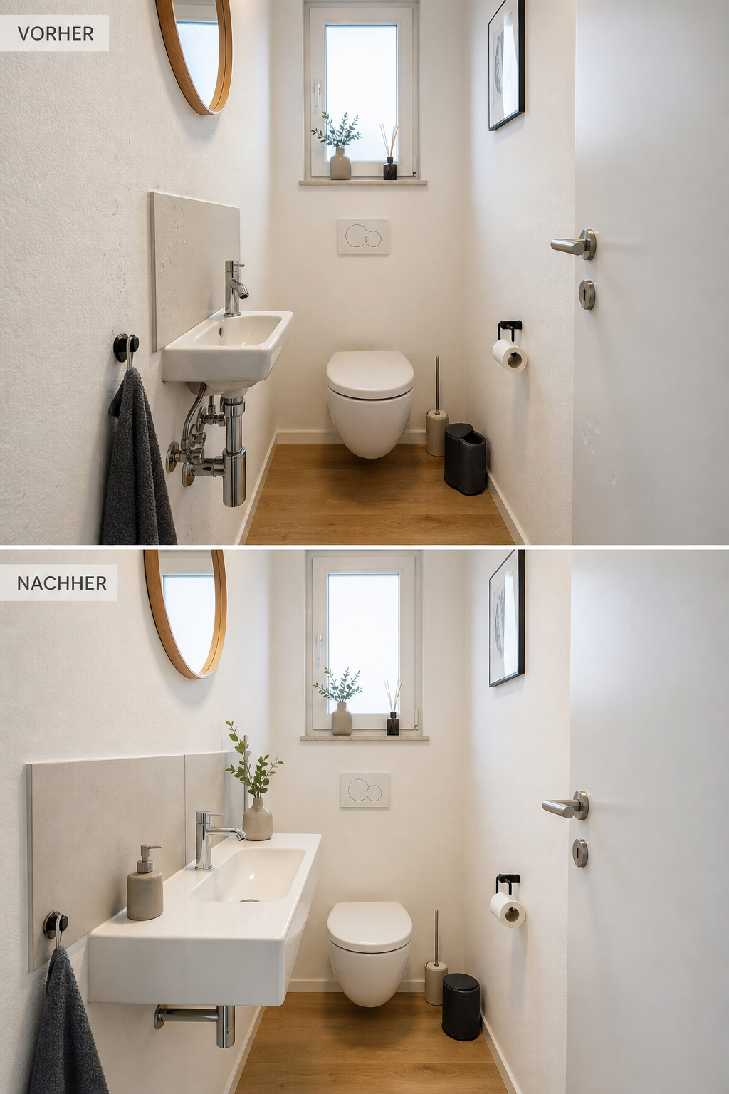 kleines gaeste-wc vorher nachher waschtisch