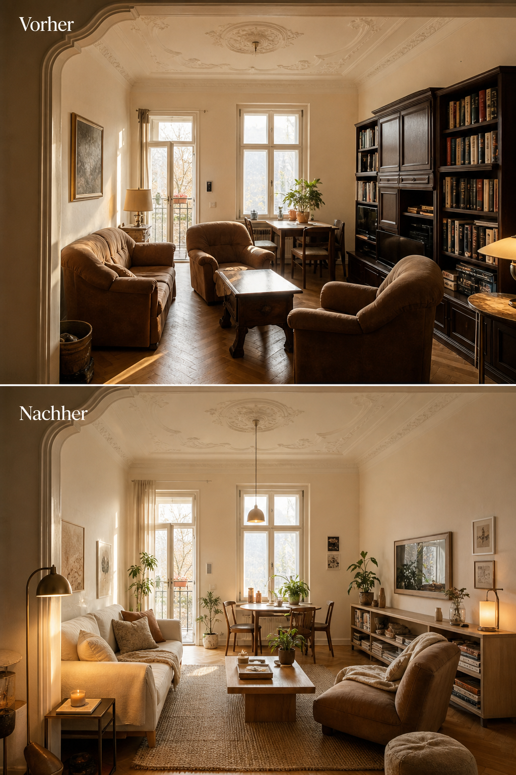 kleines altbau wohnzimmer vorher nachher