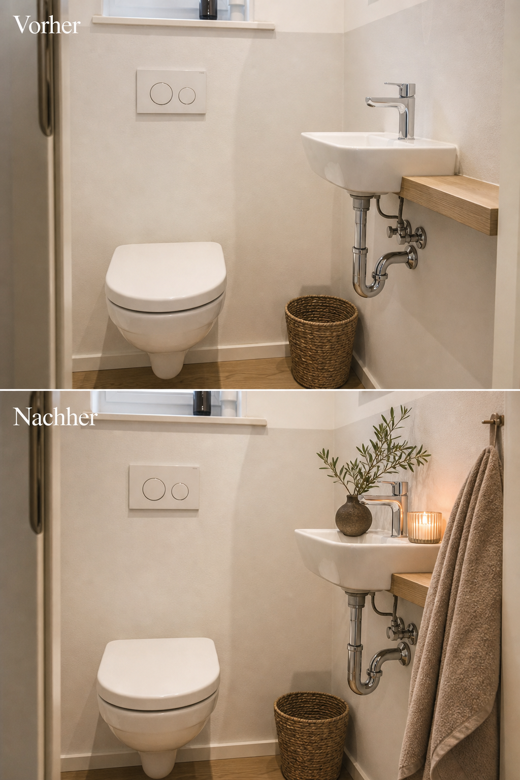 Vorher Nachher kleines Gäste WC