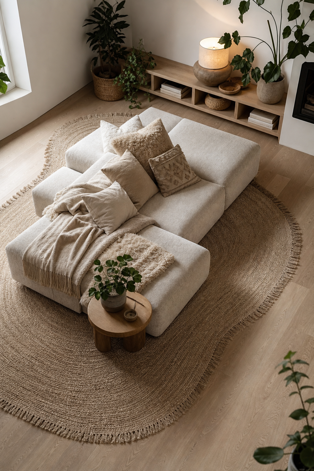 niedriges sofa sitzecke grün beige